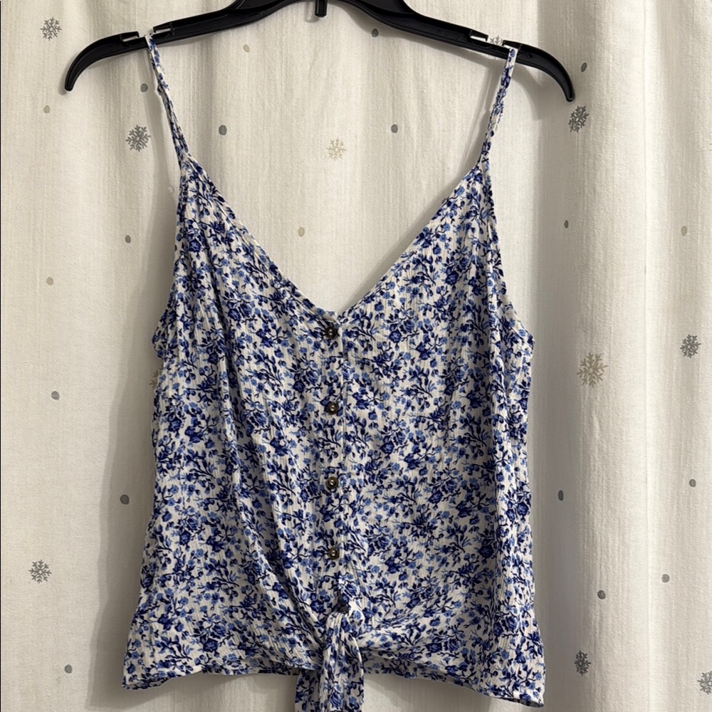 H & M Floral Tie front Top